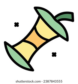 Rotten apple icon outline vector. Contaminated food. Virus bacteria color flat
