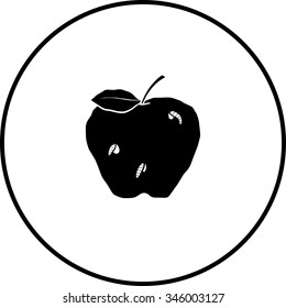 fauler Apfel mit Maden, Vektorsymbol