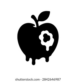 Rotten Apple with Mold and Decay Solid Icon