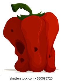 Rotten bell pepper on white background illustration