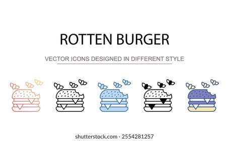 Rotten Burger icon design with white background stock illustration