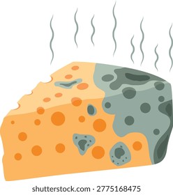 rotten cheese, cheese spoilage vector.
