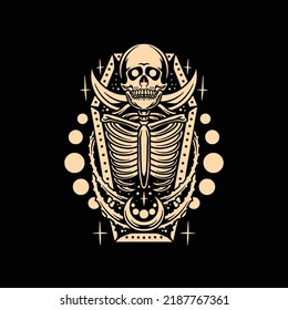 rotten coffin tattoo vector design