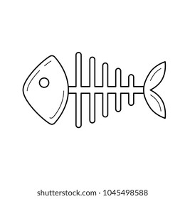 Rotten fish skeleton with bones vector line icon isolated on white background. Bone skeleton of rotten dead fish line icon for infographic, website or app.
