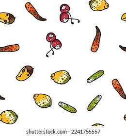 rotten food fruit waste garbage vector seamless pattern thin line illustration