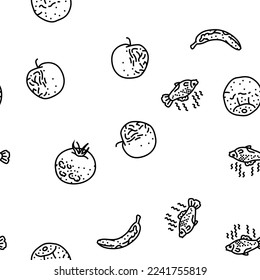 rotten food fruit waste garbage vector seamless pattern thin line illustration