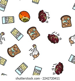 rotten food fruit waste garbage vector seamless pattern thin line illustration