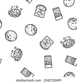 rotten food fruit waste garbage vector seamless pattern thin line illustration
