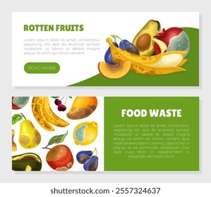 Rotten Fruit Banner Design with Stinky Crop Vector Template