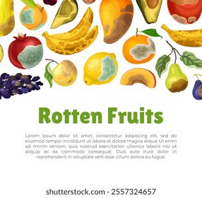 Rotten Fruit Banner Design with Stinky Crop Vector Template