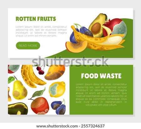 Rotten Fruit Banner Design with Stinky Crop Vector Template