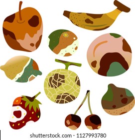 Rotten fruit illustration set