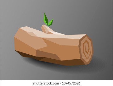 Rotten logs . 3D lowpoly vector illustration