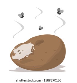 Rotten vegetable potato. Food waste. Dirty, bad and unhealthy meal. Food trash. Good potato become bad.