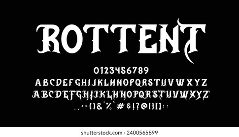 Rottent blackletter display font Best Alphabet Alphabet Brush Script Logotype Font lettering handwritten