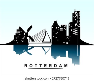 Rotterdam city skyline silhouette background, vector illustration