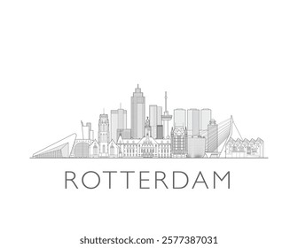 Rotterdam cityscape illustration skyline drawing