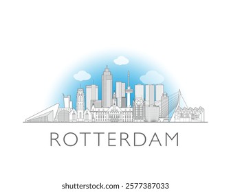 Rotterdam cityscape illustration skyline drawing