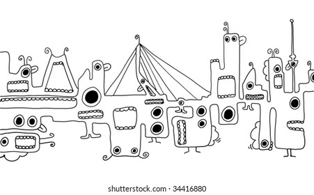 Rotterdam creatures skyline souvenirs doodles