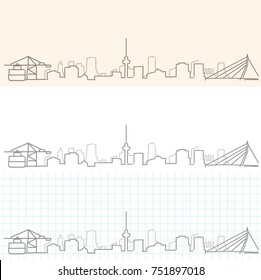 Rotterdam Hand Drawn Skyline
