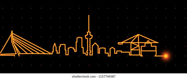 Rotterdam Light Streak Skyline