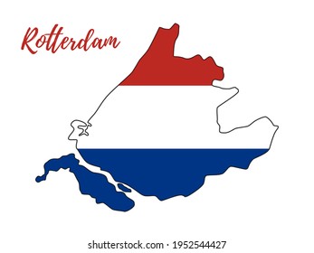 Rotterdam map. Vector flat illustration on isolated white background.