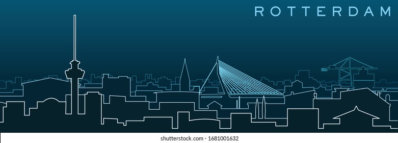 Rotterdam Multiple Lines Skyline and Landmarks