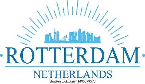 Rotterdam Netherlands. Banner Design. City Skyline. Silhouette Vector. Famous Monuments.