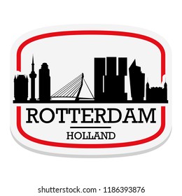 Rotterdam Netherlands Label Stamp Icon Skyline City Design Tourism.