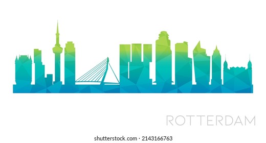 Rotterdam, Netherlands Low Poly Skyline Clip Art City Design. Geometric Polygon Graphic Horizon Icon. Vector Illustration Symbol.