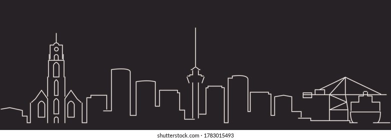 Rotterdam Single Line Simple Minimalist Skyline