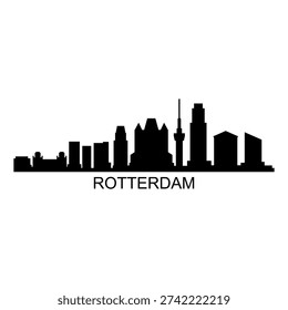 Rotterdam skyline illustrated in vector on white background