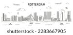 Rotterdam skyline line art vector illustration