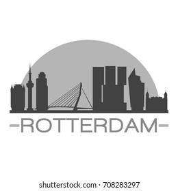 Rotterdam Skyline Silhouette Design City Vector Art
