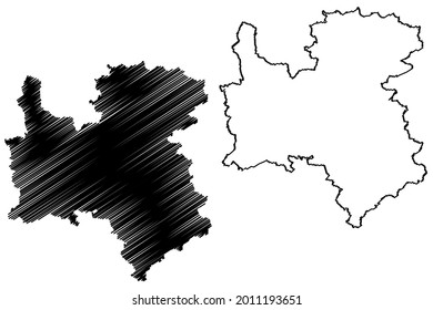 Rottweil district (Federal Republic of Germany, rural district, Baden-Wurttemberg State) map vector illustration, scribble sketch Rottweil map