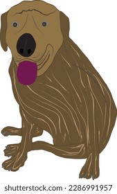 Rottweiler in brown gradate sitting on the ground