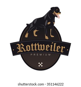 Rottweiler Dog In A Badge Vector Illustration