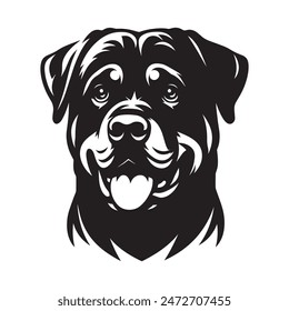 Rottweiler Hund. Schwarze isolierte Vektorillustration, Logo, Symbol, Emblem	