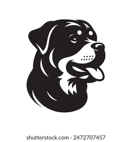 Rottweiler Hund. Schwarze isolierte Vektorillustration, Logo, Symbol, Emblem	