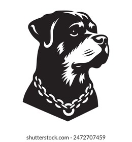 Rottweiler dog. Black isolated vector illustration, logo, icon, emblem	