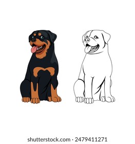 Rottweiler Dog Cartoon Character Design Illustration vector eps format , suitable for your design needs, logo, illustration, animation, etc.