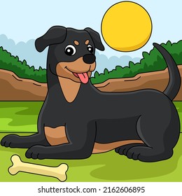 Ilustración de dibujos animados coloreados de perro de Rottweiler