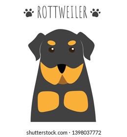 Rottweiler dog colorful cartoon illustration flat vector graphic design.