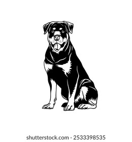 Rottweiler dog design vector. The black and white technique is suitable for meeting your business or community logo needs.