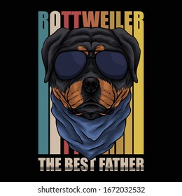 Rottweiler Dog eyeglasses retro vector illustration for your company brand