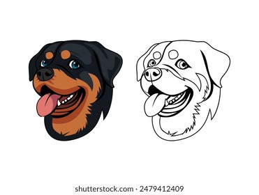 Rottweiler Dog Head Cartoon Character Design Illustration vector eps format , suitable for your design needs, logo, illustration, animation, etc.