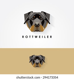 rottweiler dog head geometric polygonal logo icon. Search and rescue, guide, guard, police dog breed