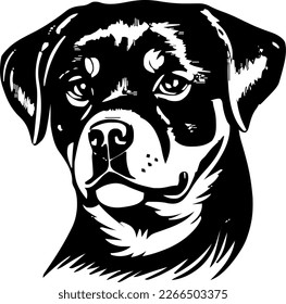 Rottweiler, dog head, vector illustration, black color, vector image