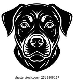 Rottweiler dog head vector silhouette art illustration