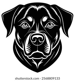 Rottweiler dog head vector silhouette art illustration
